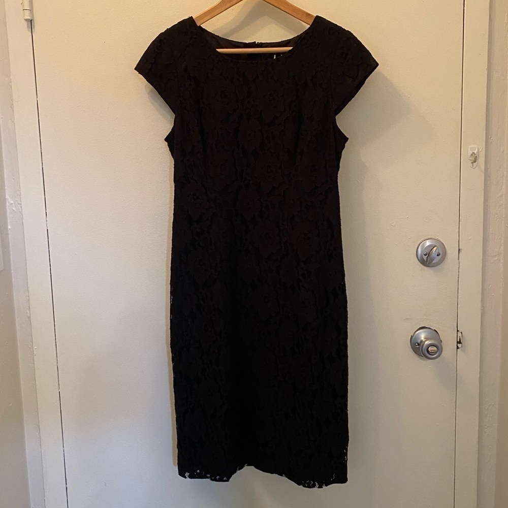 J Crew Black Lace Sheath Dress